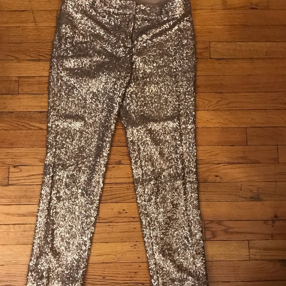 Ann Taylor Sequin Embellished Pants in Gold